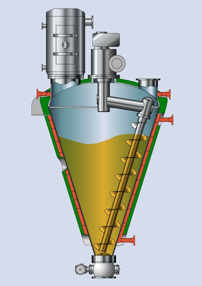 Singel spiral conical vacuum dryer
